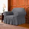 Einsitzer-Sofa Seater Seersucker Überwurf mit Rock Universeller Stretch-Sofa-Couch-Überwurf Leicht passender Möbelschutz