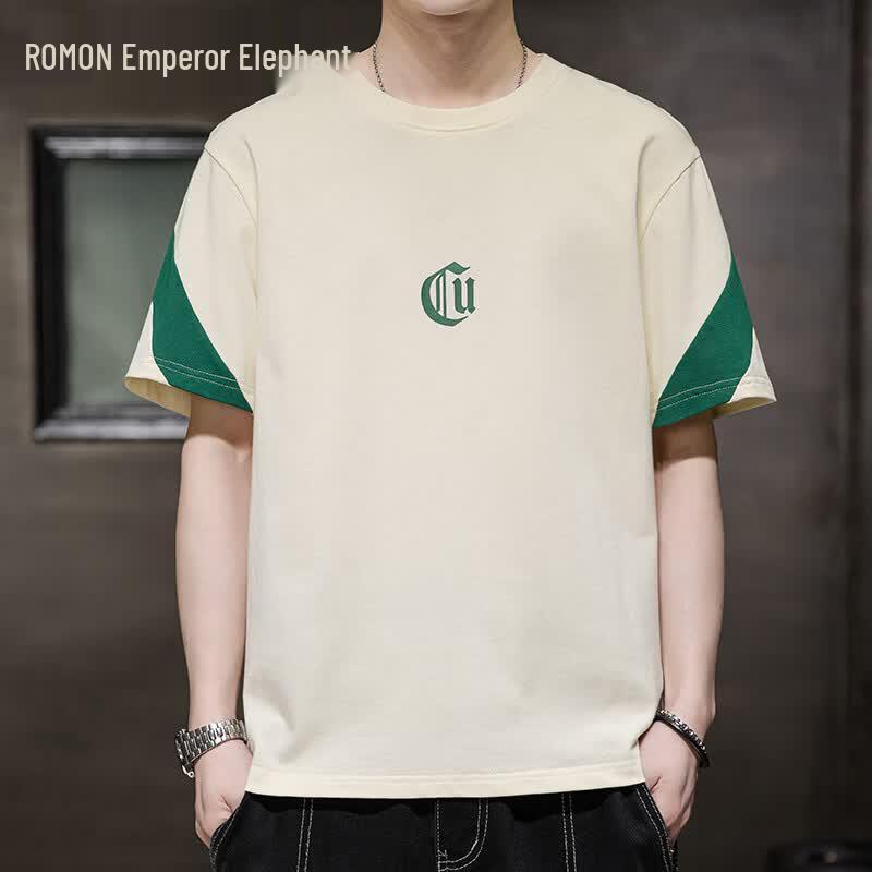 

ROMON Men s Summer Pure Cotton Loose Fit Short Sleeve T-Shirt 4XL