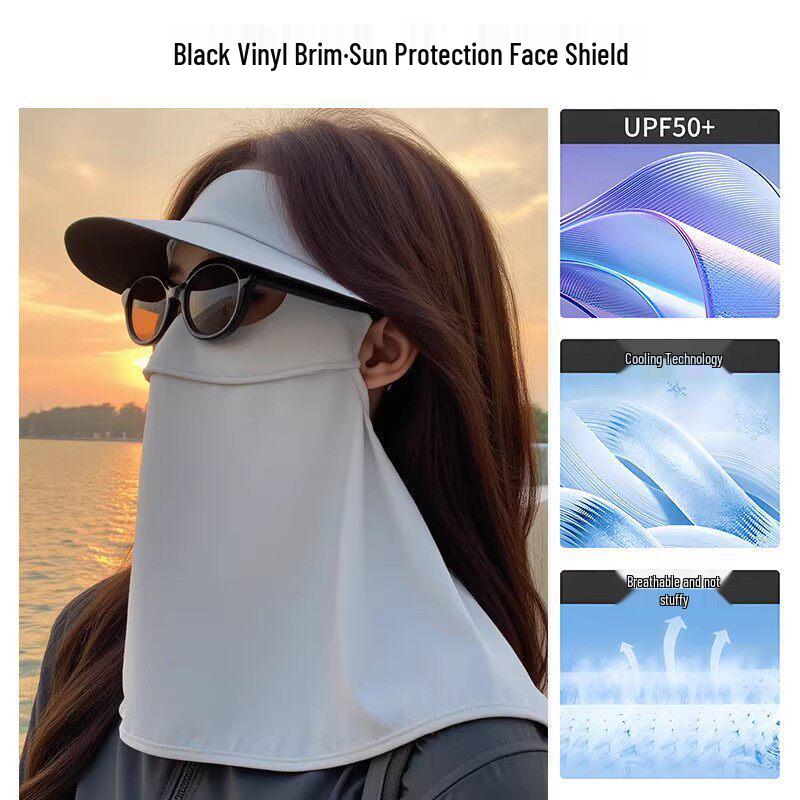 Women's Anti-UV Sun Protection Ice Silk Face Mask, Full Neck Hat for Cycling