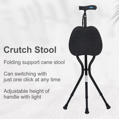 Yousheng Klappstock mit Sitz LED-Licht Tragbarer Sitz Gehstock aus Aluminiumlegierung 5 Höhenverstellbarer 2-in-1-Krückenhocker Geschenk für ältere Menschen