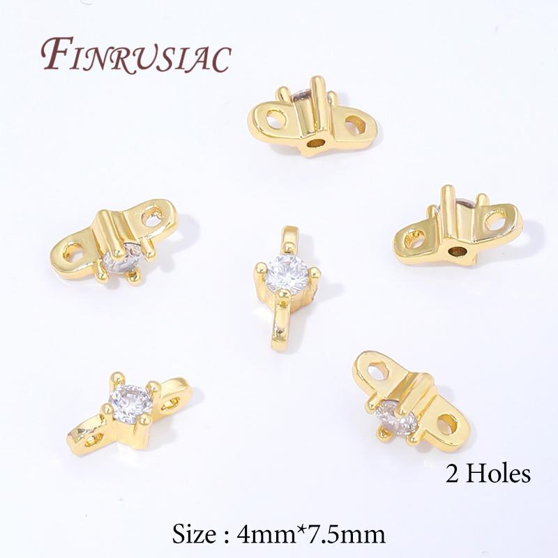 18K Gold Plated 2/3 Holes Spacer Bar,Brass with Zircon Beads Separators,Spacers For Bead DIY Jewelry Making Supplies Accessories