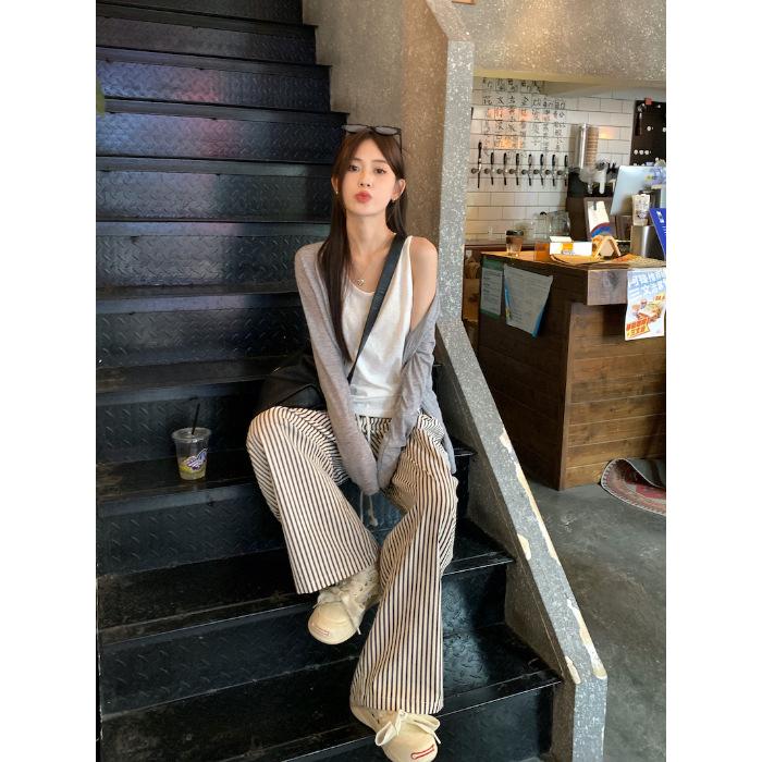 Women s Fashionable Grey Sun Protection Knit Cardigan - Summer 2026 Breathable Long Sleeve Top S