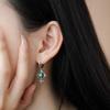 Vintage Heavy Industry Turquoise Cross Earrings Silver Needle Inlaid Vintage Literary Cross Earrings Earrings