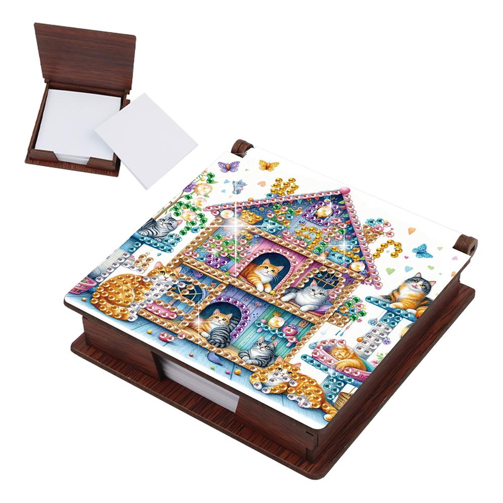 Animals Gem Painting Memo Pad Holder Mosaic Kit Contains 160 Sheets of Paper Rhinestones Post It Dispenser for Adults Beginners