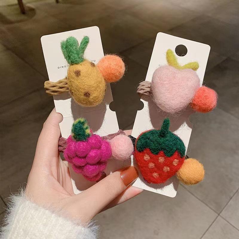 Korean Dongdaemun Plush Fruit Hair Tie for Women and Students - Stylish Hair Accessory