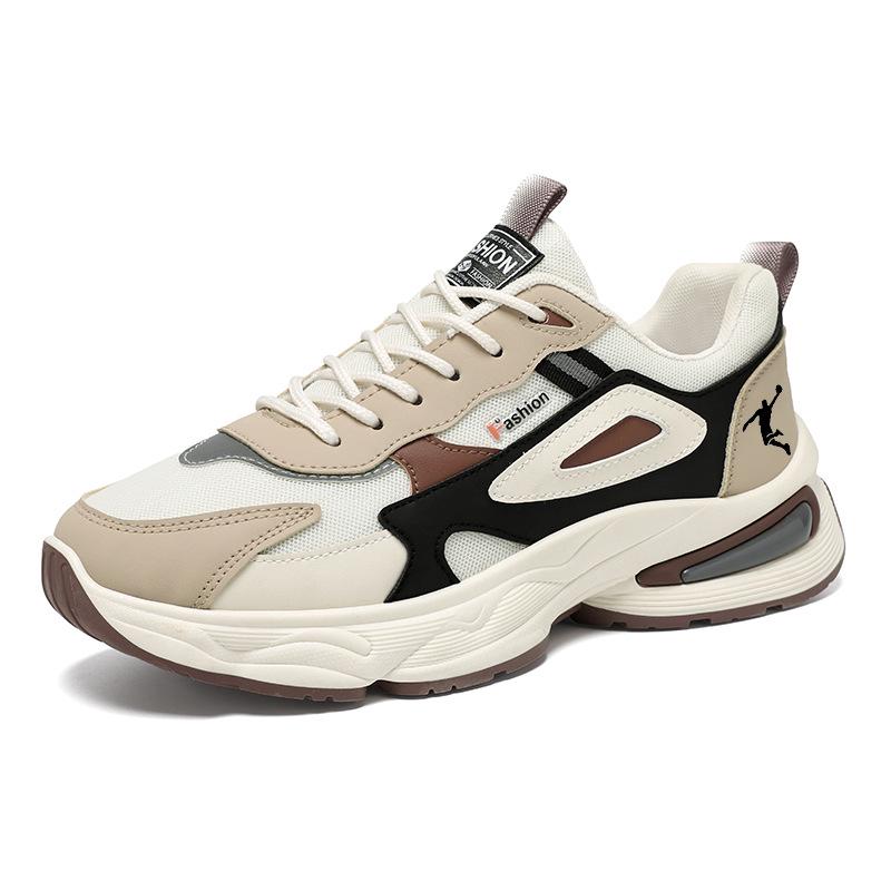 Men's Breathable Mesh Dad Shoes - Comfortable Air Cushion Running & Casual Sneakers with Thick Sole for Autumn.