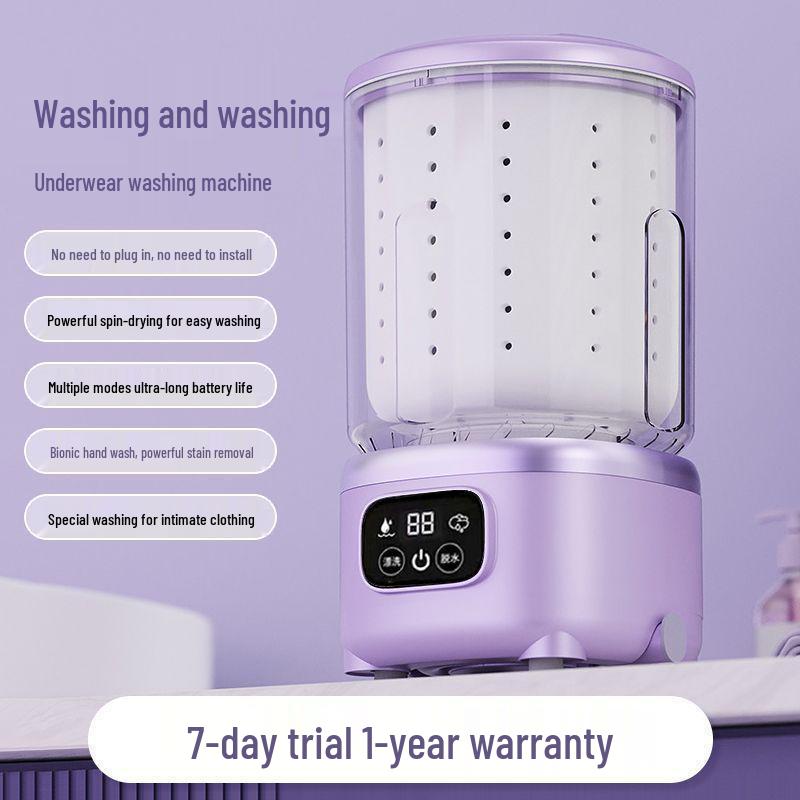 Portable Wireless Mini Washing Machine & Dryer for Underwear and Socks – Rechargeable & Compact