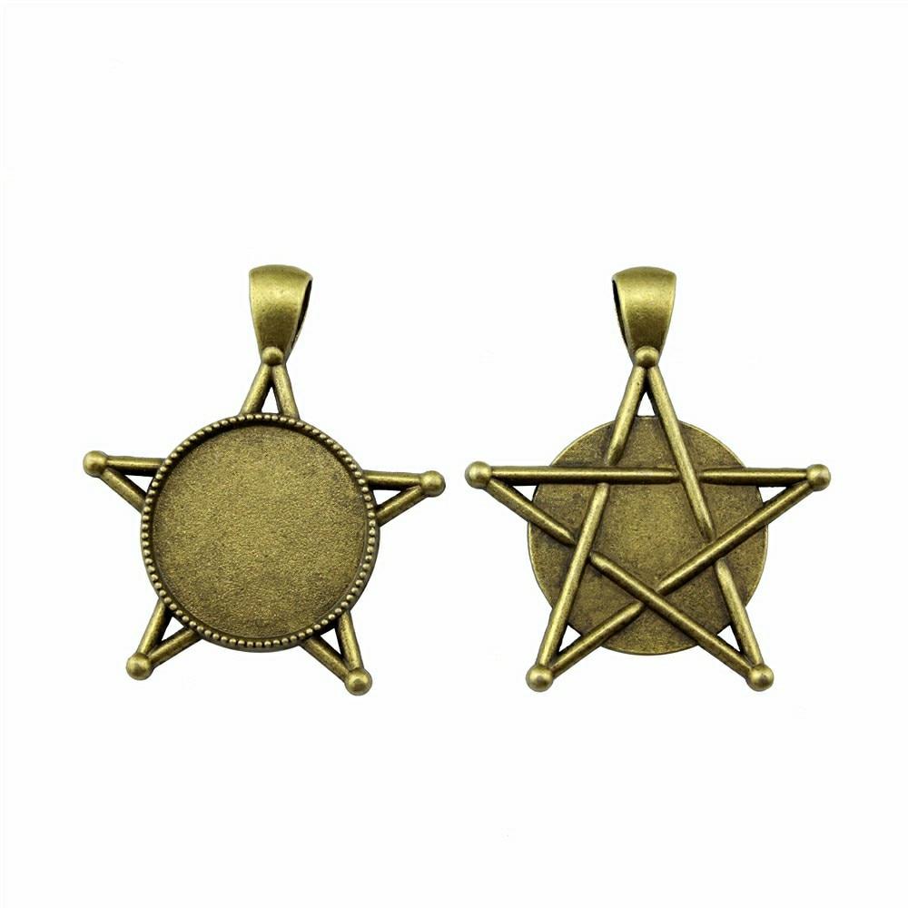 

4 шт. круглая звезда стиль камея кабошон кулон базовая установка ювелирные компоненты аксессуары античная бронза цвет цинковый сплав 20 мм