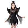 Halloween Cosplay Kostüm, Dämon Rollenspiel, Hexe, Schwarzer Engel, Geflügeltes Göttinnenkleid, Weibliches schwarzes Kleid