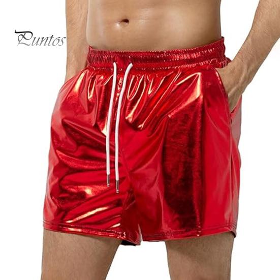 

Мужские шорты с глянцевой поверхностью, эластичная талия, регулируемый шнурок, широкие шорты, пляжные повседневные короткие брюки, уличная одежда XL красный