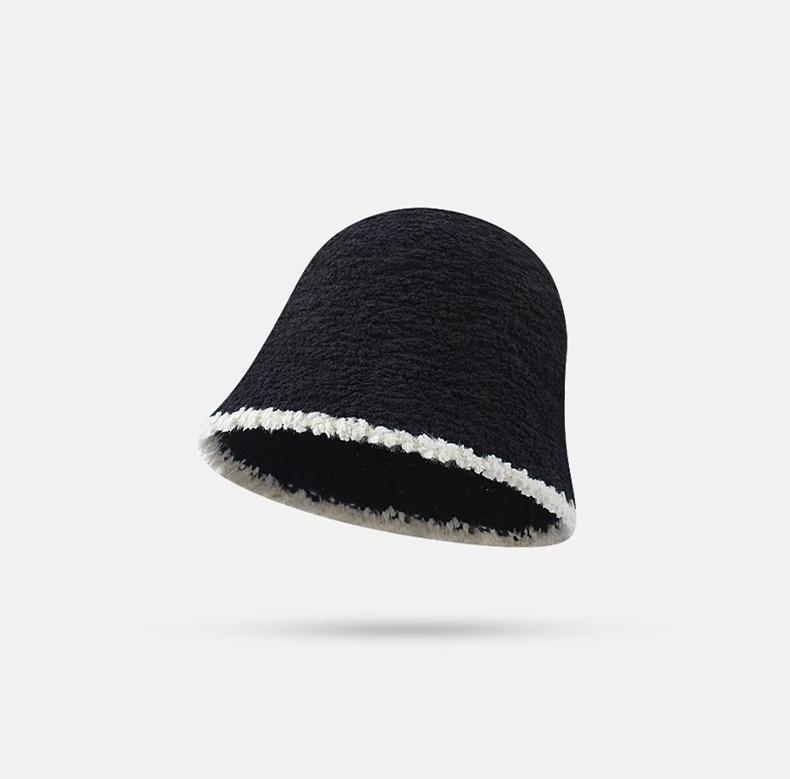 Bucket hat knitted bucket autumn and winter thermal hat children simple face small leisure basin hat