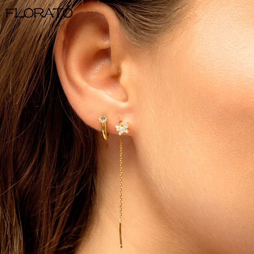 Ins Minimalism Round Zircon Earrings 925 Sterling Silver Needle Gold Color Small Hoop Earrings for Women Trend Piercing Jewelry