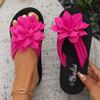 Damen Florale Flip-Flops Slip-On Urlaubsstil Sandalen mit mittlerem Absatz Stoffobermaterial EVA-Sohle Innensohle Einfarbige Sommer-Freizeitschuhe