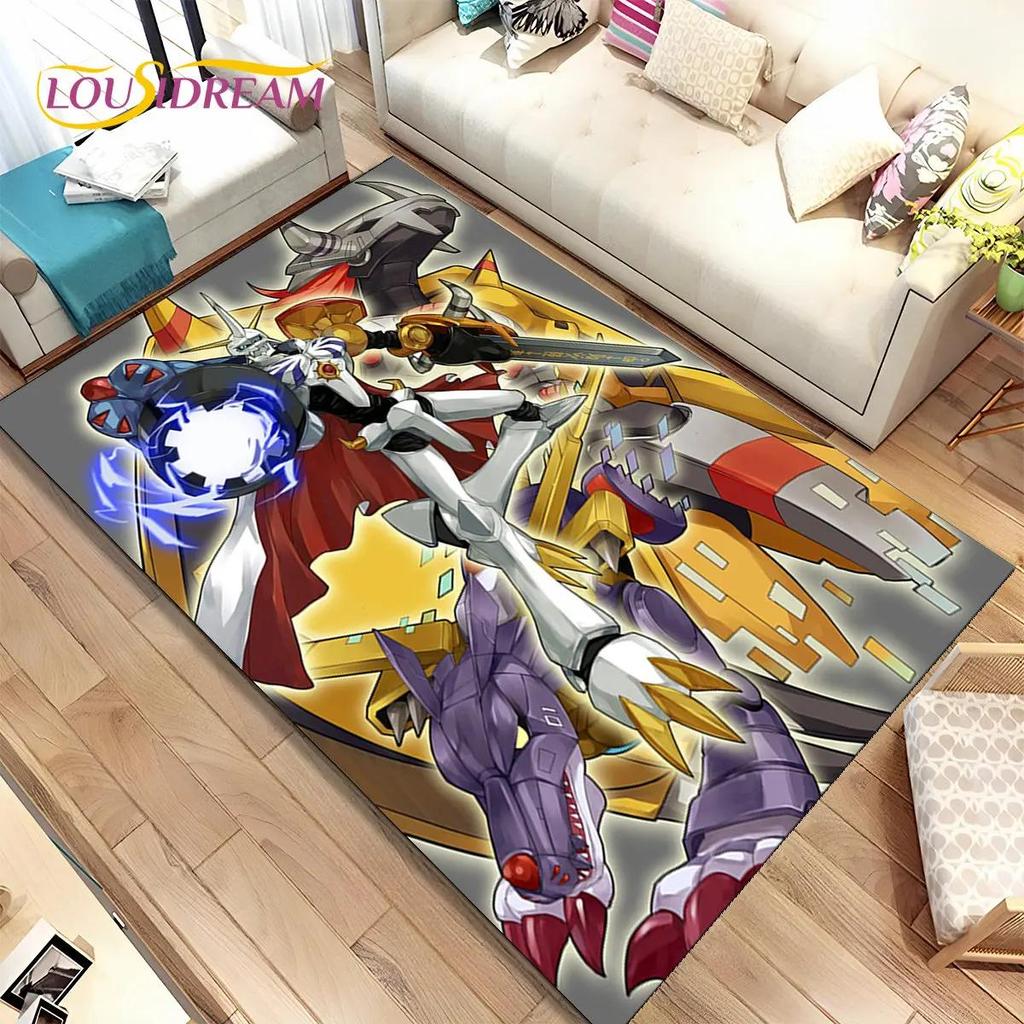 Çizgi Film Digimon Adventure Alan Halısı Büyük, Oturma Odası Yatak Odası Kanepe Giriş Halısı Dekorasyonu için Halı, Kaymaz Zemin Matı Kaplaması 3D