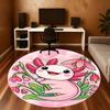 1PC Axolotl Flowers Round Chair mat Area Rug - Non-Slip, Floor Mat for Office, Bedroom, and Indoor Decor -Gift D1127272