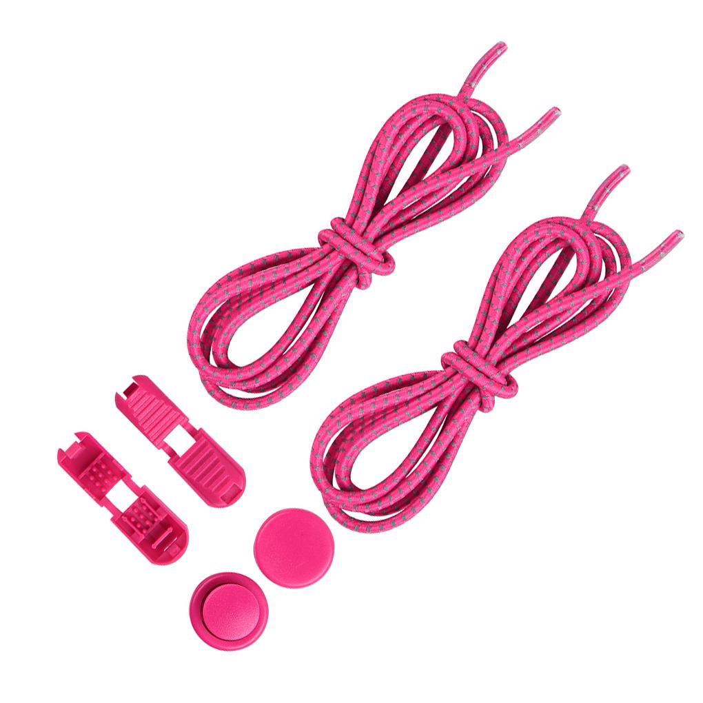 1 Pair No Tie Shoe Laces Lock Lace Quick Rubber Round Elastic Shoestrings Women Men Adults Kids 23 Colors