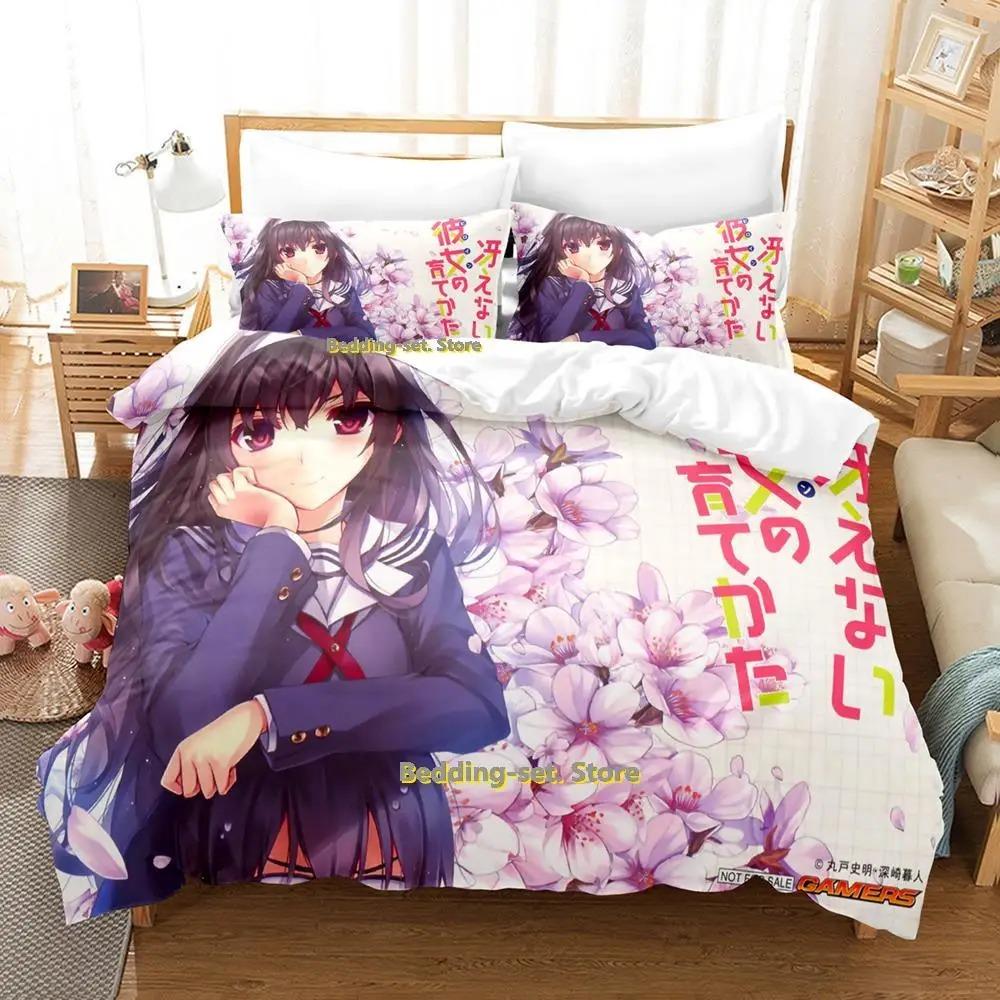 Katou Megumi Bedding Set Single Twin Full Queen King Size Bed Set Adult Kid Bedroom Duvetcover Sets Anime Parure De Lit Bed