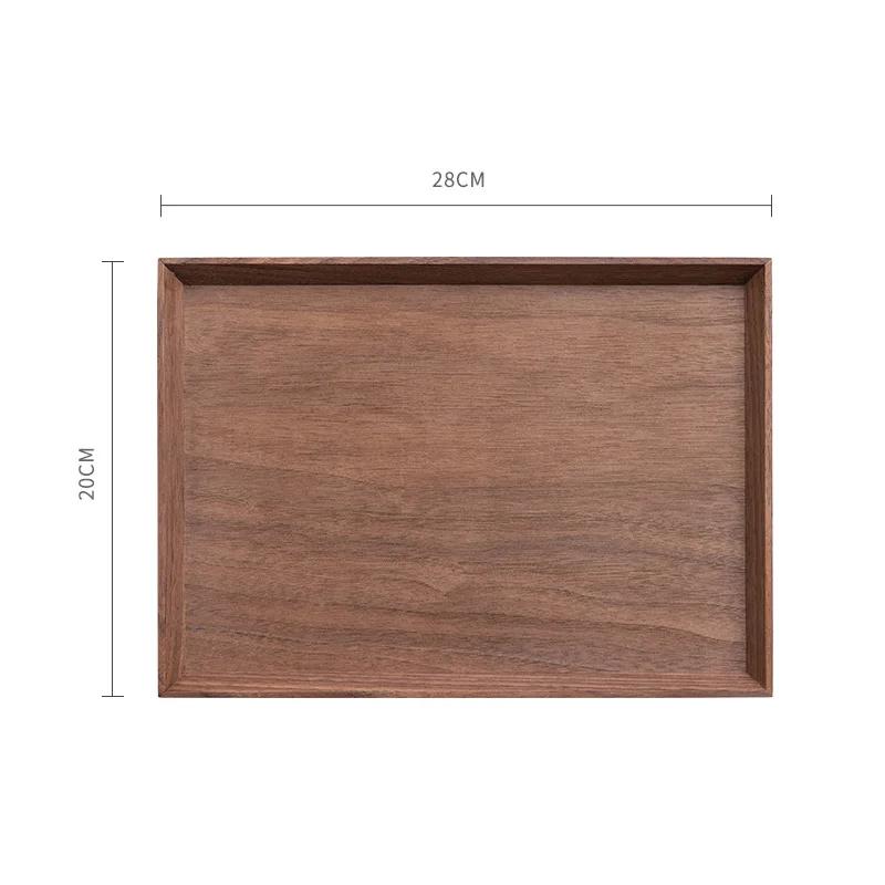 Square Tray Solid Wood Pallet Japanese Black Walnut Tableware Food Plate Rectangle Kitchen Supplies Hotel Serving Serving Tray