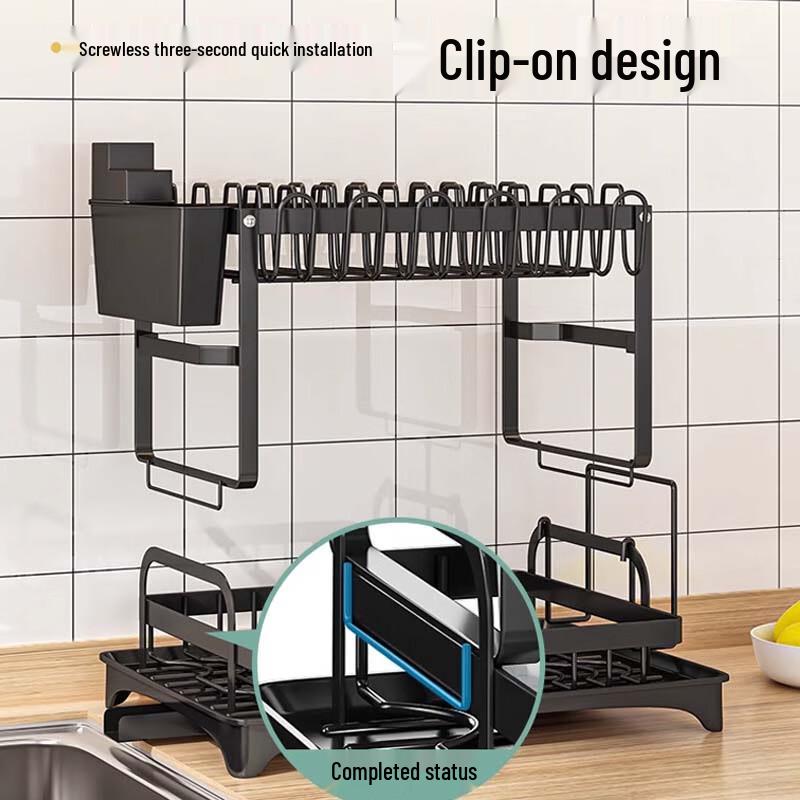 Carbon Steel Foldable Double-Layer Dish Rack