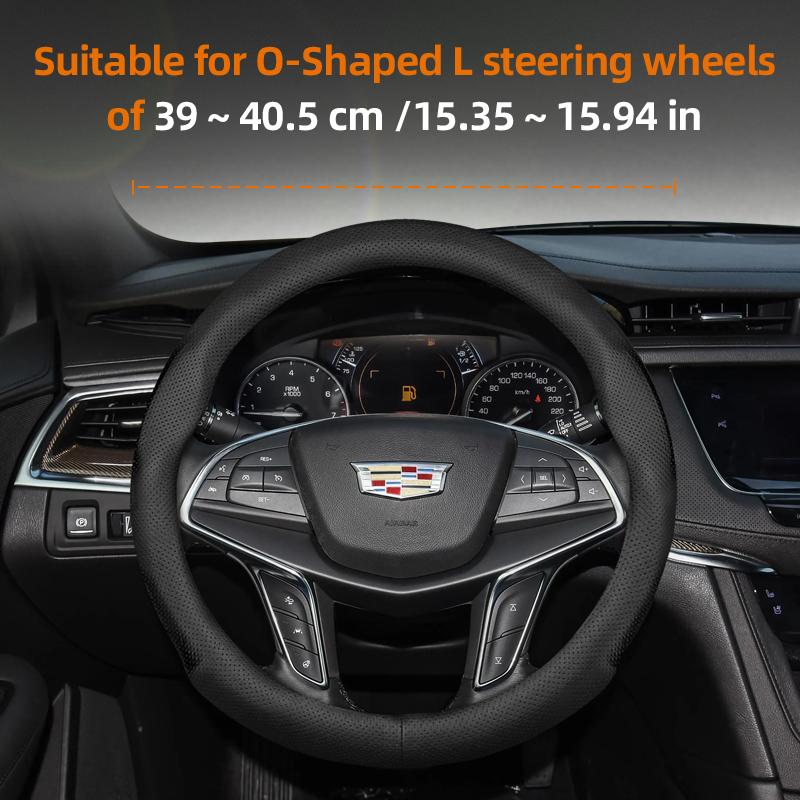 Suitable for Cadillac Ultra-Thin Breathable Leather Steering Wheel Cover Suitable for Cts 2013 Ct4 Carbon Interior Ct5 Xt5 Xt4 Xt6
