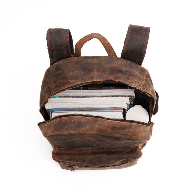 Handmade Vintage 100% Pure Buffalo Leather Backpack Rucksack Travel College Bag