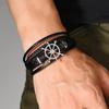 Retro Stil Zinklegierung Schiffsrad Mehrschichtiges Herren Lederarmband