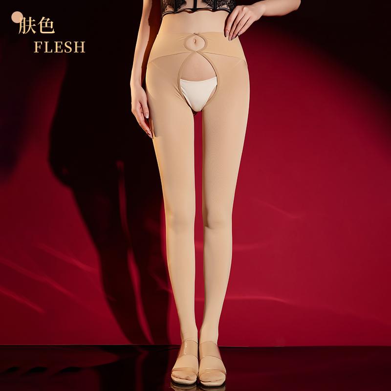 Sexy Women Seamless Open Crotch Pantyhose 120D  Autumn Stockings Oil Shiny Glossy Tights Shaping Legggins Sexy Stocking