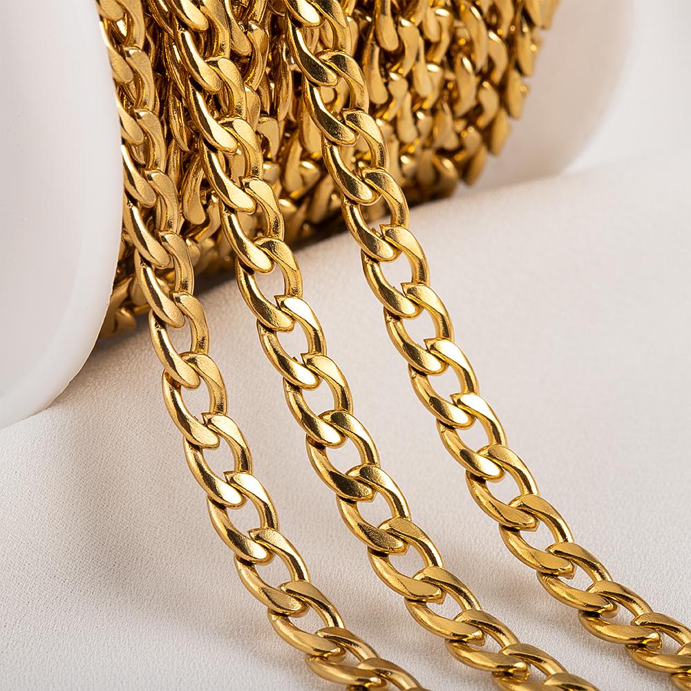 1Meter 2Meter 3mm 5mm 7mm Stainless Steel Curb Cuban Chains Bulk DIY Necklace Bracelet Anklet Jewelry Making Accessory Supplies