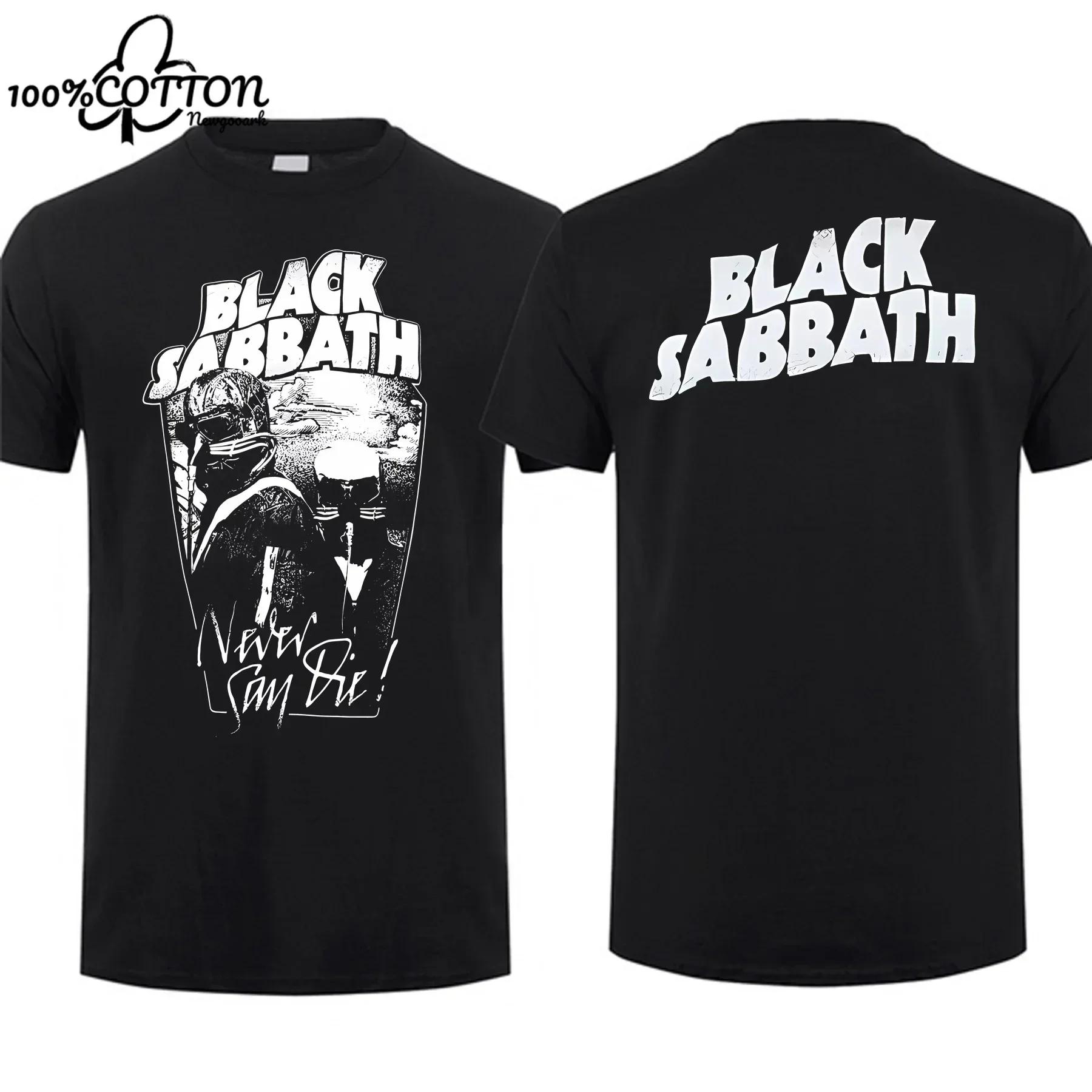 

LE Cotton 2025 Amazing Tees Men Black Sabbaths Never Say Die T Shirt Double-sided Casual Graphic T Shirts Men Clothing Shirt 4XL