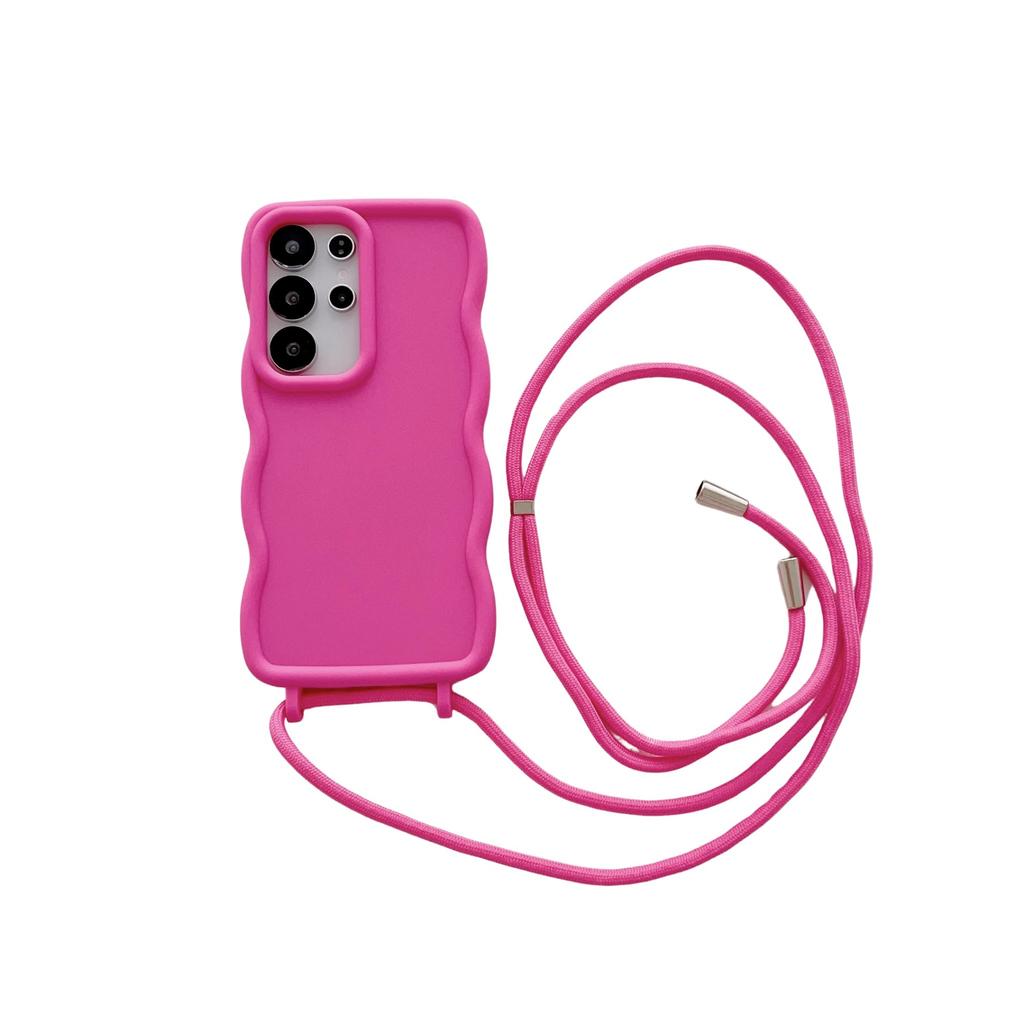 Samsung S25ultra Large Wave Mobile Phone Case Integrated Lanyard Hole S24Plus Full Inclusive Protective Case