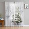 Christmas Snow Land Tree Snowflake TCurtains For Living Room Bedroom Kitchen Decoration Window Tulle Curtain