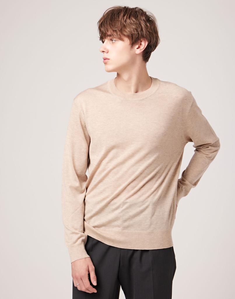 AYIHOLIC CASHMERE Semi-Over Wool Round Men'S Knit