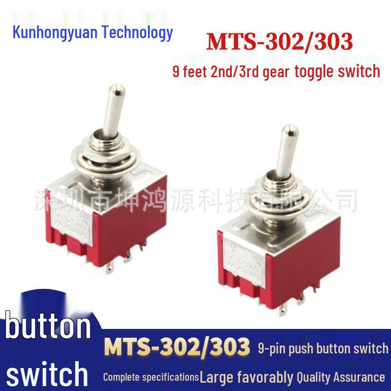 MTS-303 Rot 3-Positionen 9-Pin Mini-Kippschalter 6mm