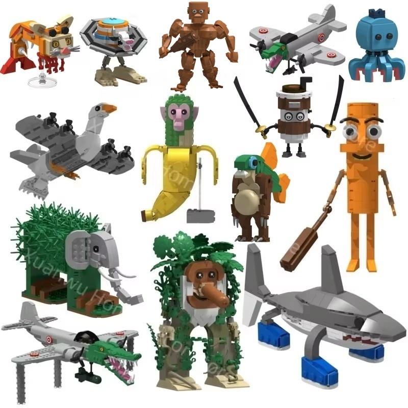 MOC AI Brainrot Animals Figure Bricks Tung Tung Tung Sahur Building Blocks Lirili Larila Bombardiro Crocodilo Bticks Toys Gifts