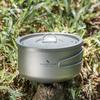 Oală de Camping Ultra-Ușoară din Titan Pur 1L Oală de Orez Strat Simplu cu Mâner Pliabil pentru 1-2 Persoane Utilizare în Aer Liber