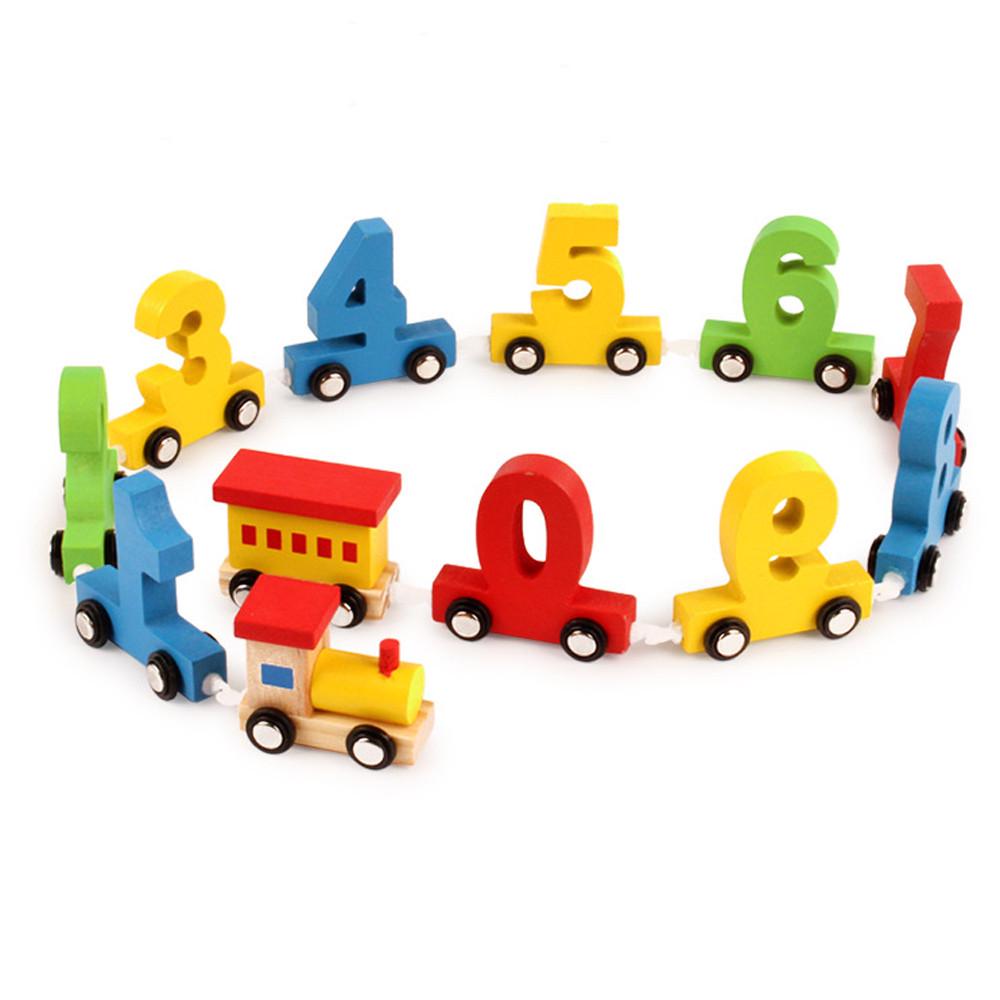 Kids Baby Wooden Train Wooden Number Learning Educational Toy