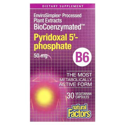 Natural Factors, BioCoenzymated, B6, Pyridoxal 5'-Phosphate, 50mg, 30 Veggie Capsules