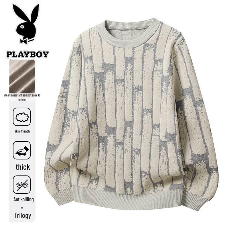 PLAYBOY Men's Round Neck Pullover Sweater