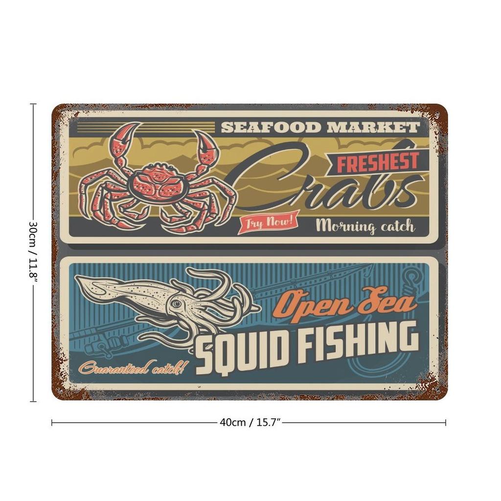 1-Pack Retro Iron Wall Plaque Decor, 20×30cm and 30×40cm, Distressed Rusty Look for Office, Home Bar or Bedroom