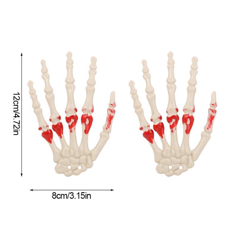 1pair Halloween Fake Skeleton Hands Bone Scary Human Hand Horror Props for Halloween Party Decoration Supplies Haunted House