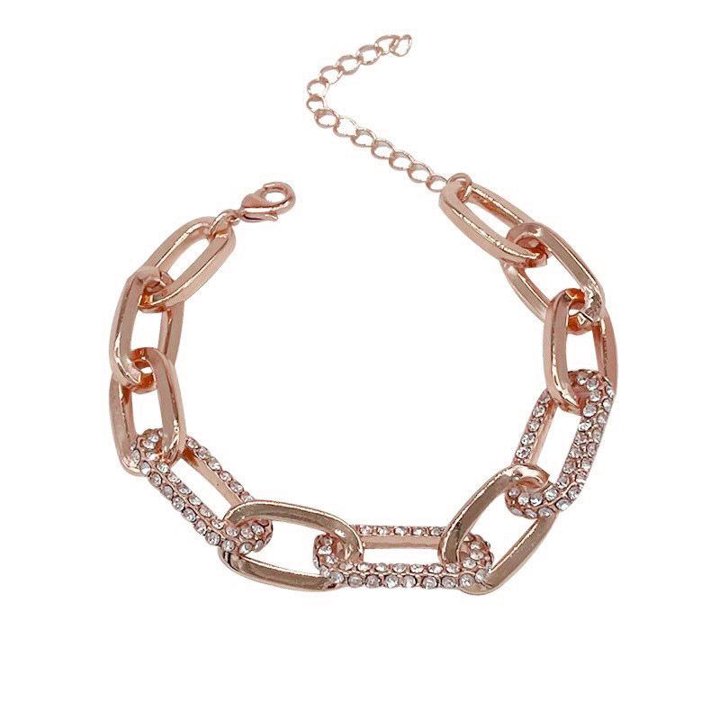 18K Gold Plated Baroque Chain Bracelet – European & American Style, Elegant Thick Hip Hop Fashion.
