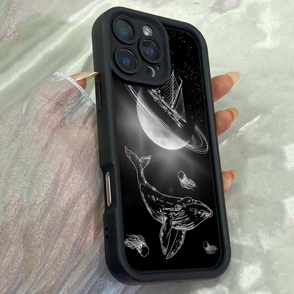 JT274 Great White Shark Black and White for iPhone 17 16 15 14 Pro Max Samsung S26 S25 Ultra A17 A16 A07 A56 Xiaomi 15T Redmi 15c Note 14 13 Soft Case
