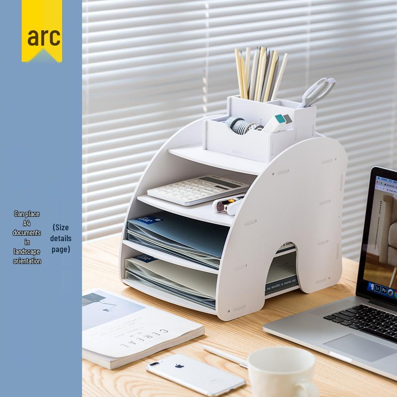 Desktop File Organizer with Storage Boxes and Book Stand