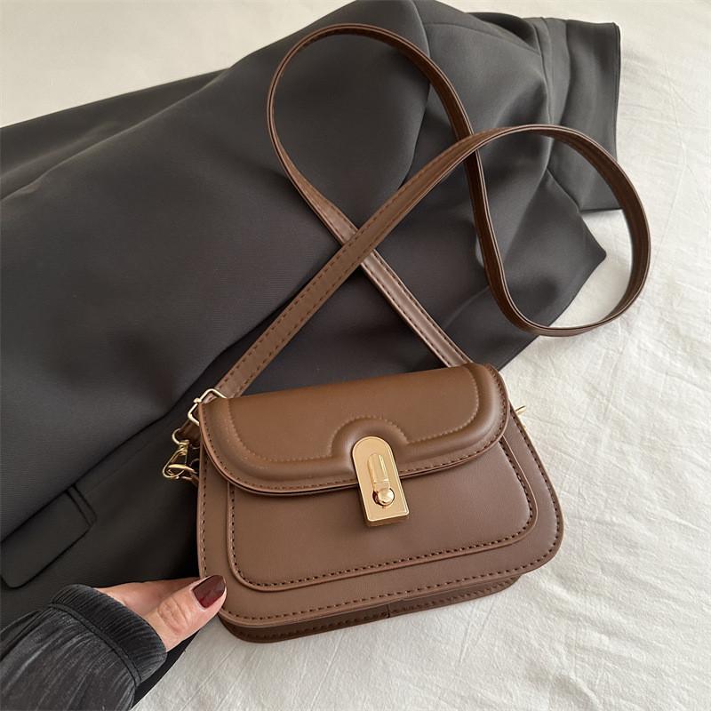 Trendy Retro Small Crossbody Square Bag For Autumn Elegant Casual Use Available In Black White Khaki And Brown
