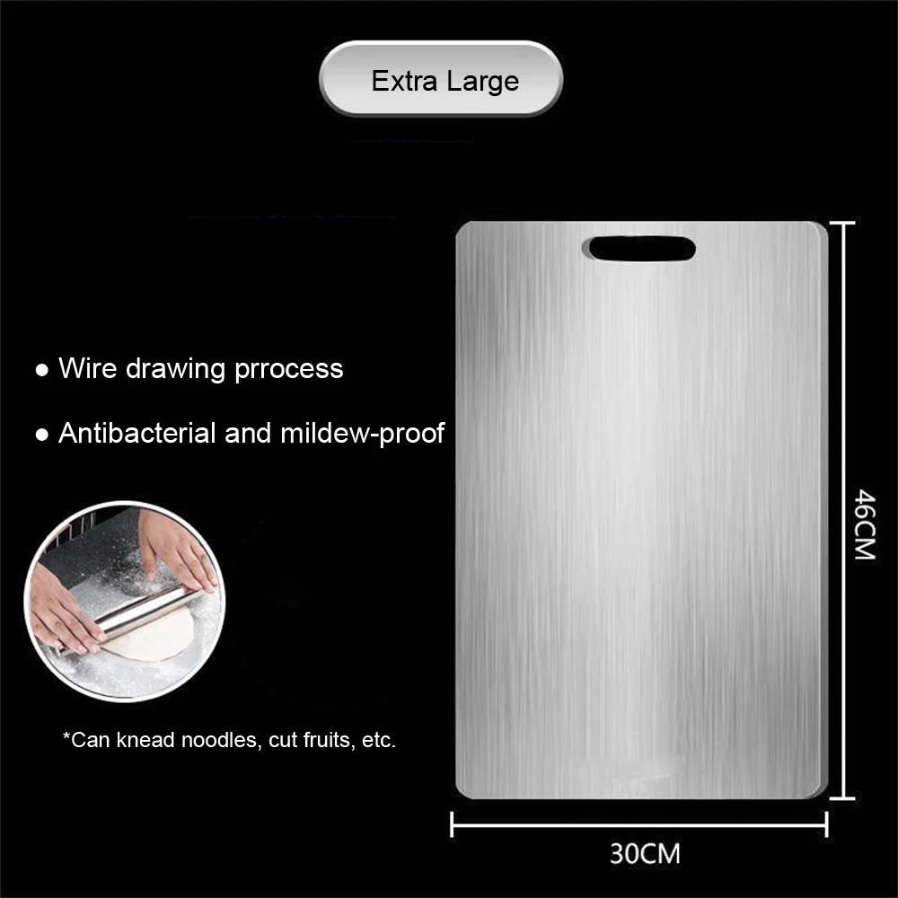 Stainless Steel Chopping Board Panel Kitchen Household Thickened Double Sided Kneading Dough Board Fruit Meat Cutting Board