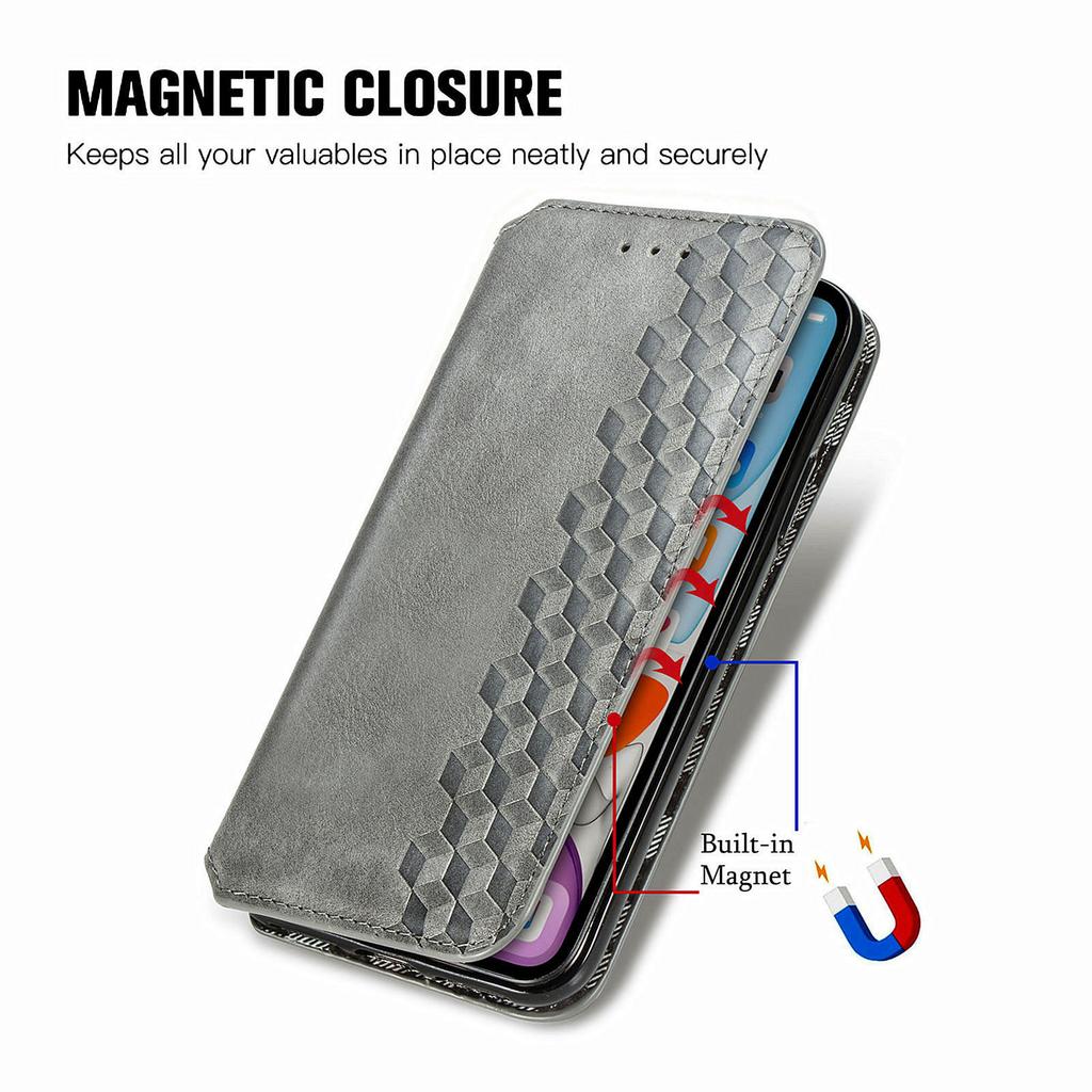 For Honor Magic6 Pro 5G PU Leather Case Rhombus Imprint Wallet Stand Phone Cover