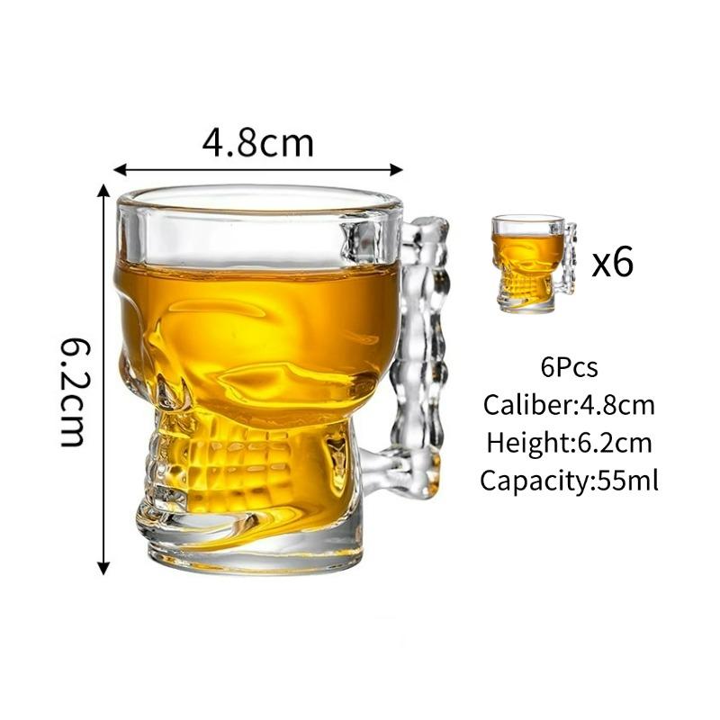 

6/9/12Pcs Skull Mini Shot Glass Cup Creative Cocktail Glasses Cups Set Mini Tequila Cup With Handle Beer Mug Party Bar Accessory 55ml
