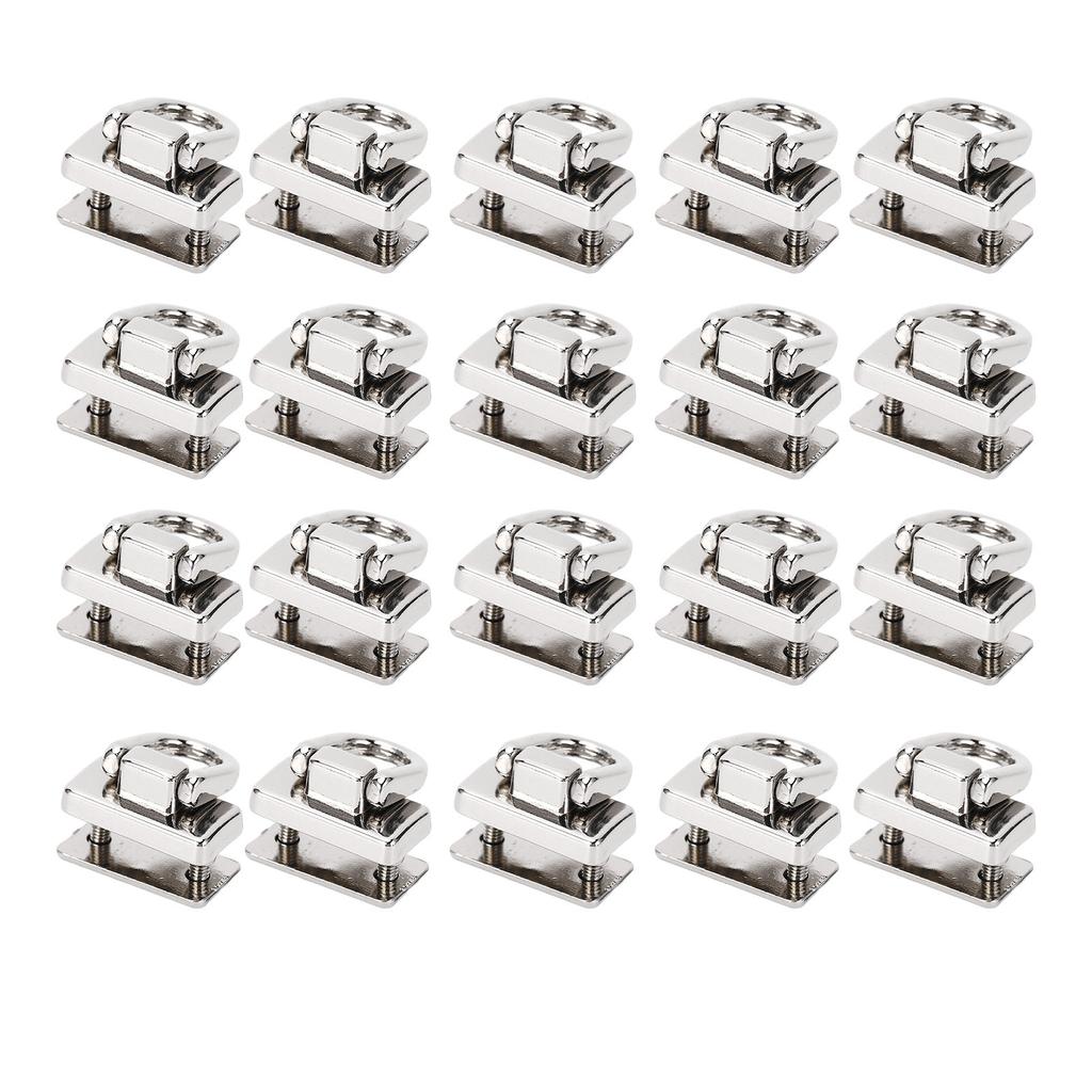 20Pcs D Ring Rivets 360 Rotatable Studs with Screw for Purse Leathercraft Leather Collar Belt Handbag 12.5x19.5mm Silver