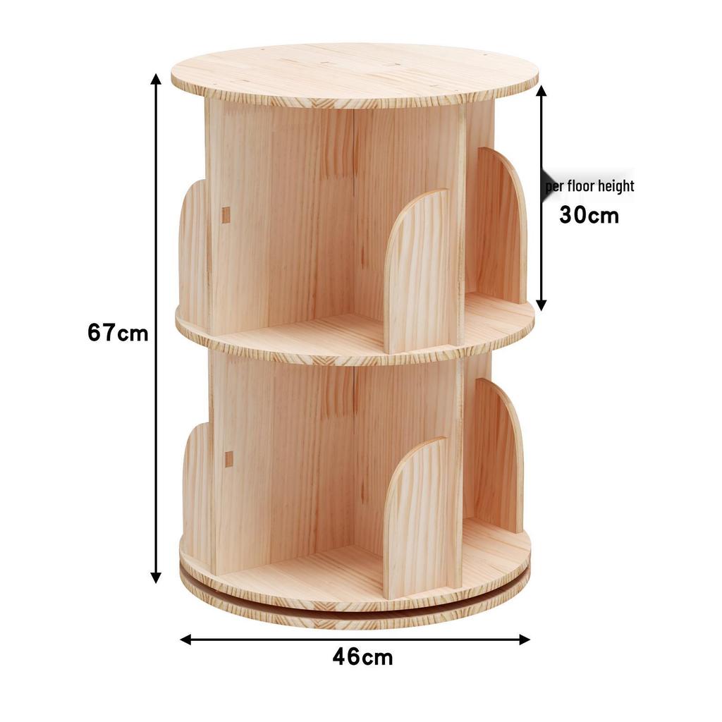 Drehbarer Bücherregalschrank aus Massivholz: Wandmontierbar, Einfache Aufbewahrung für Studenten und Kinder im Wohnzimmer