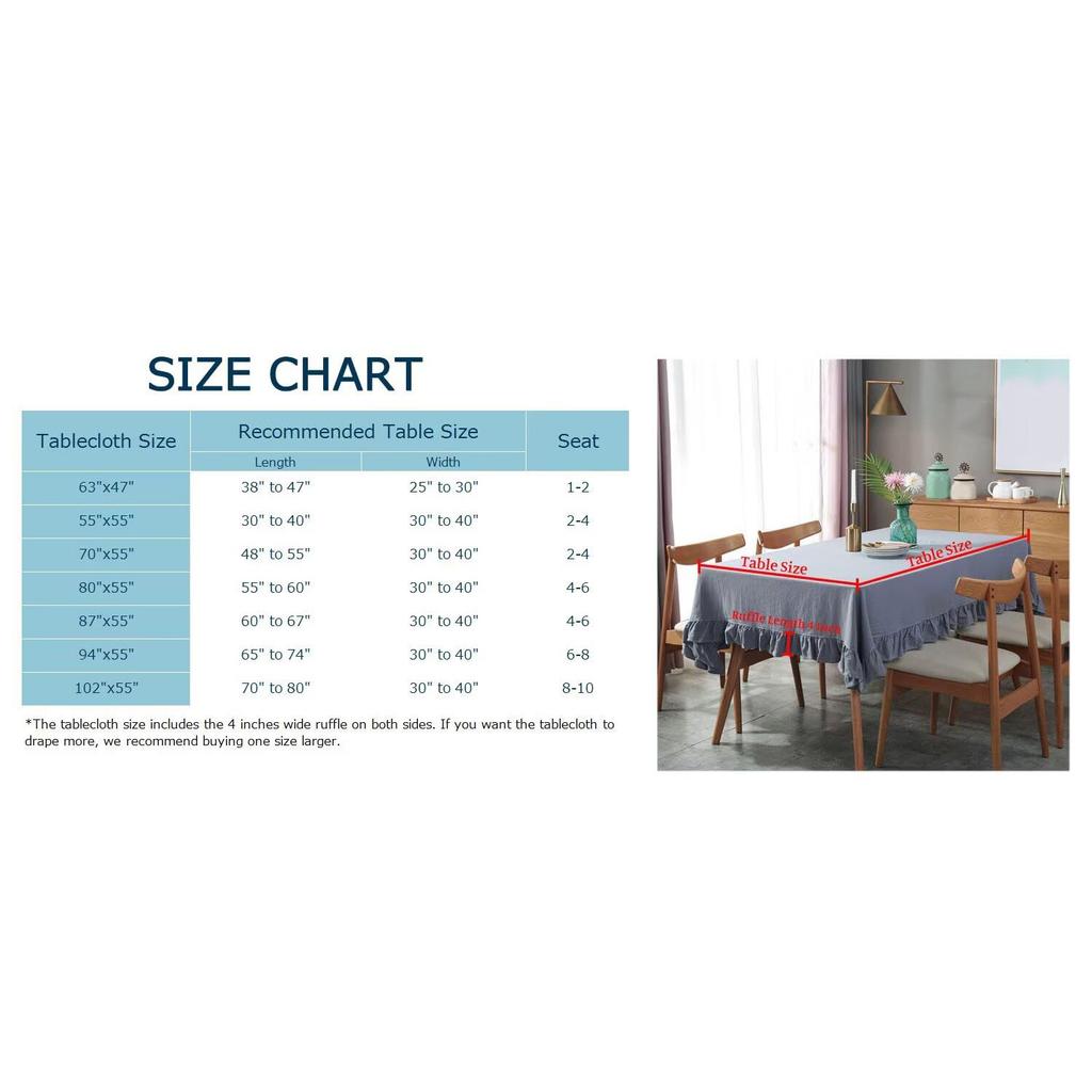 Solid Color Ruffled Tablecloth Cotton Rectangular Square Table Cover Decoration For Kitchen Dinning